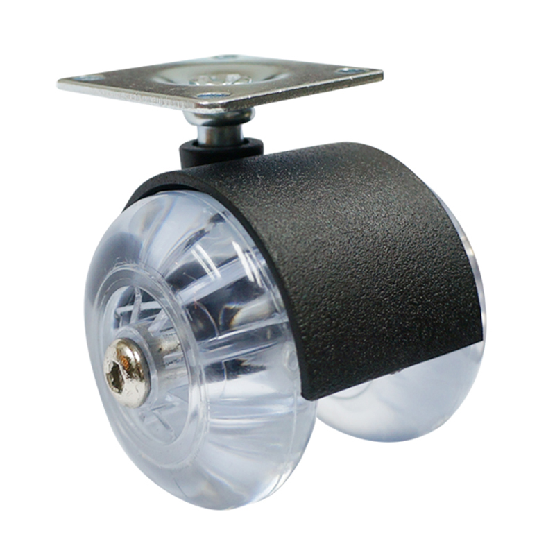 2'' transparent twin wheels caster with plate