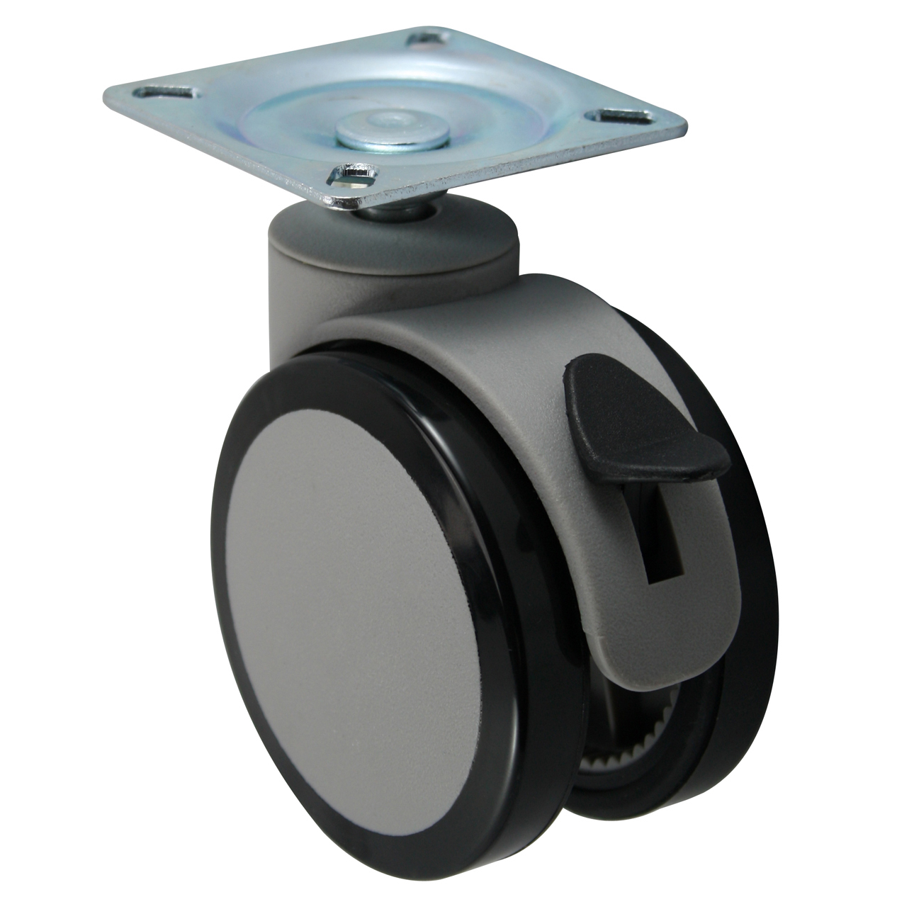 3'' twin wheels caster with plate - brake