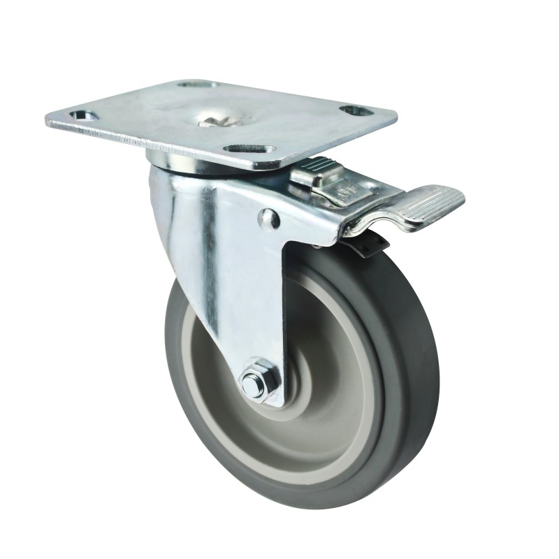 5'' heavy duty caster with plate - brake