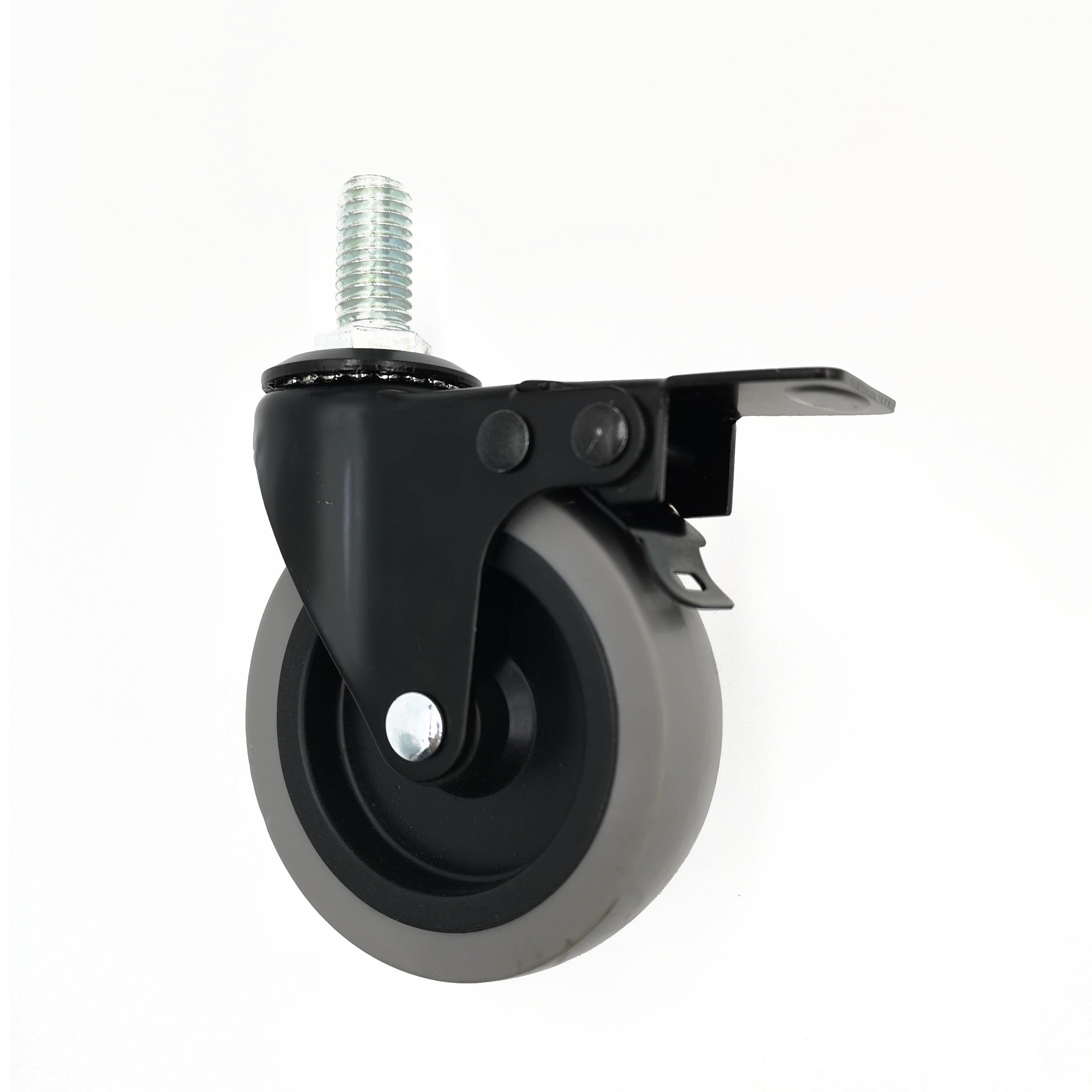 3 inch grey-black TPR wheel caster with screw - double brake