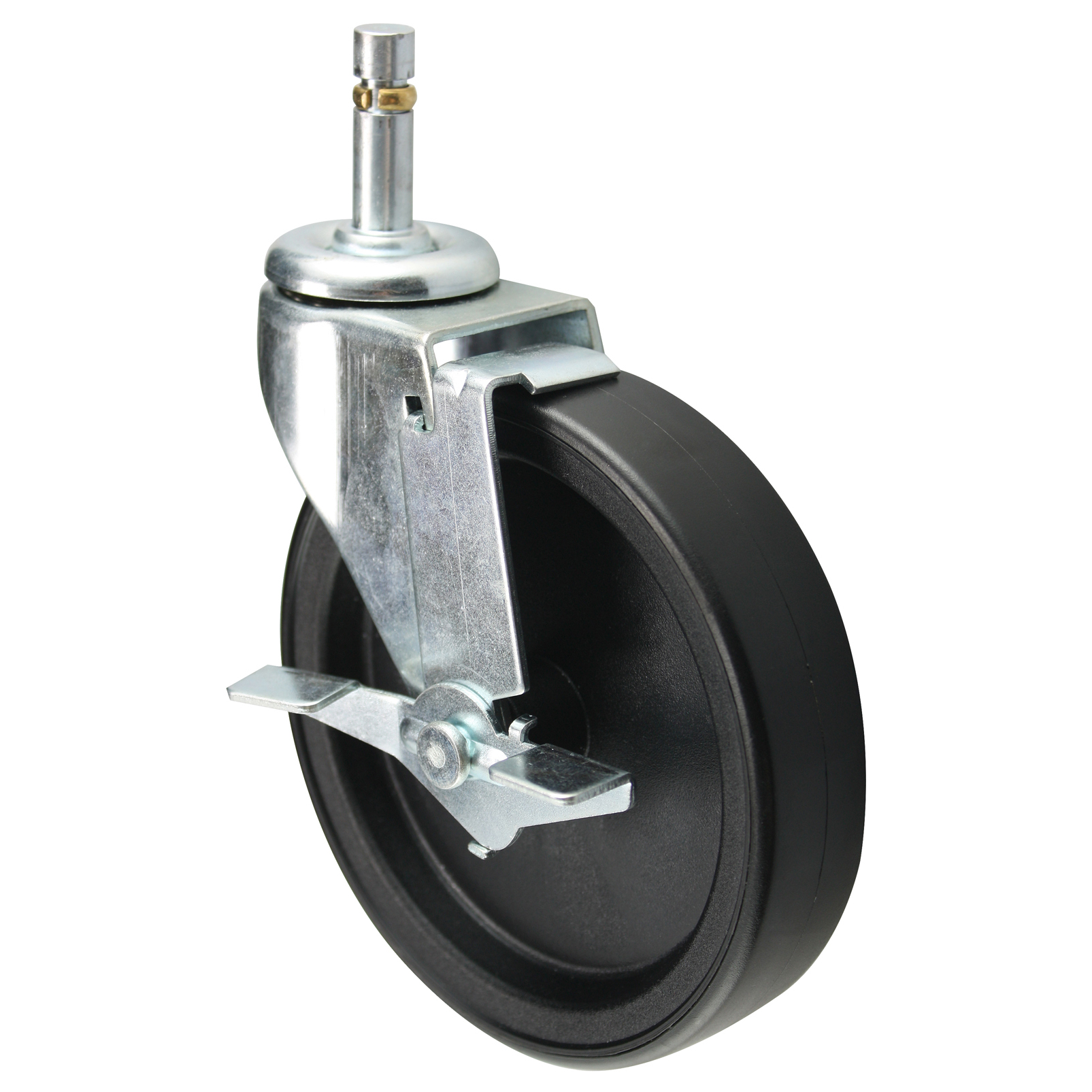 5'' black caster with pin - brake