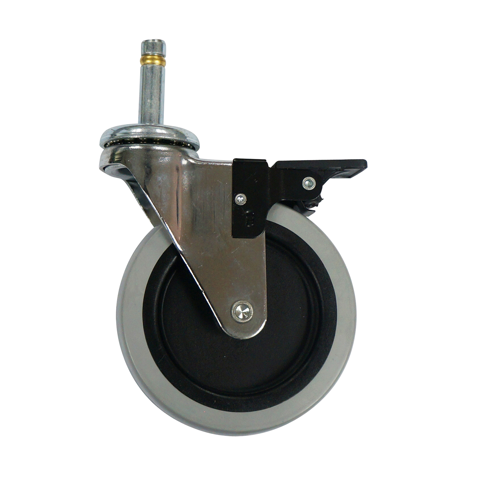 4'' grey-black caster with pin - brake