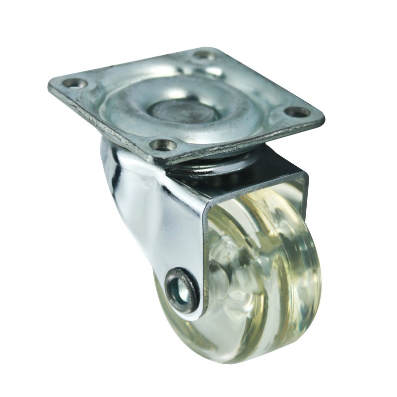 1.5” transparent caster with plate - flat wheel