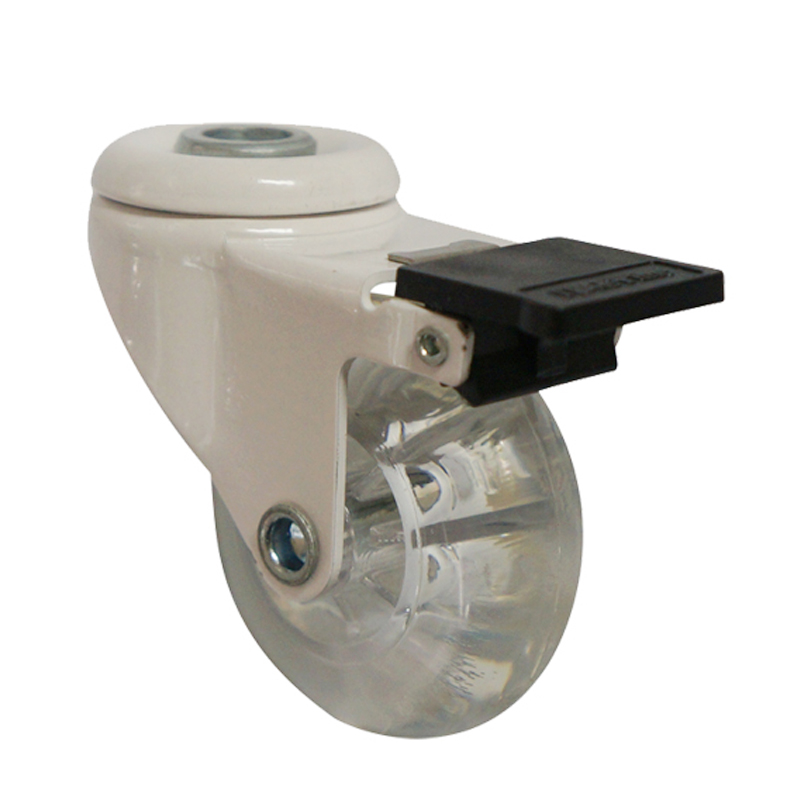 2” transparent caster with bolt hole - brake