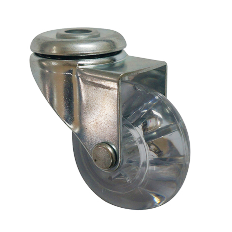 2” transparent caster with bolt hole