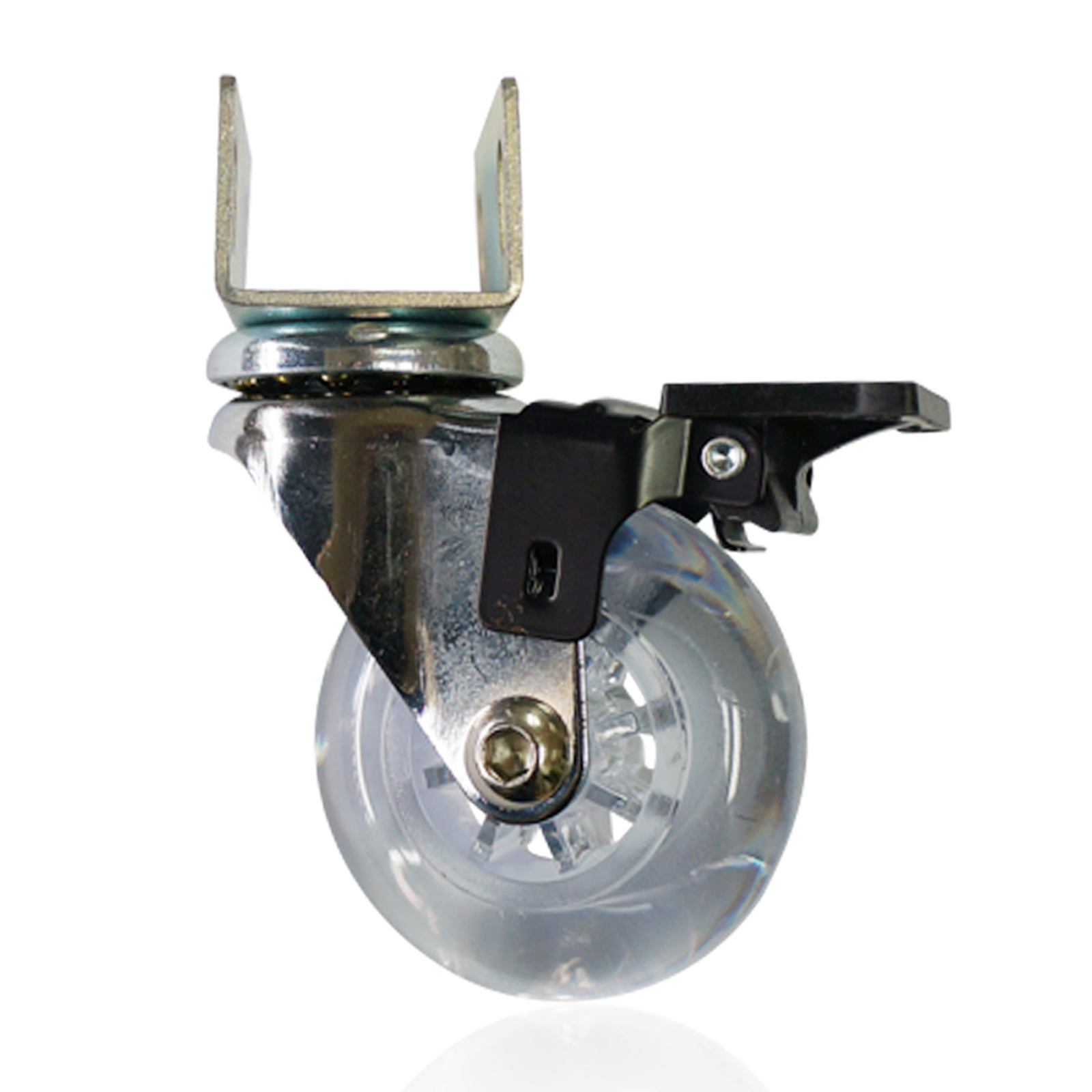 2” transparent caster with U-plate - brake