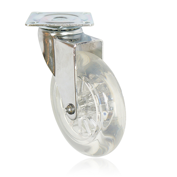 4” transparent caster with plate
