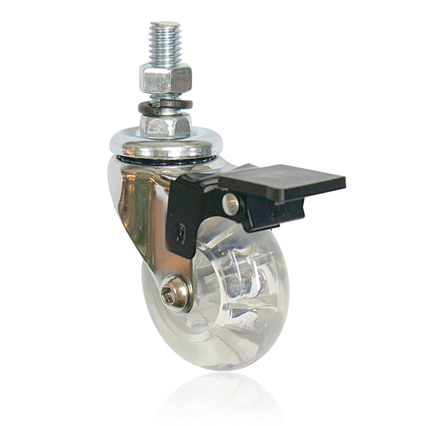 2” transparent caster with screw - brake