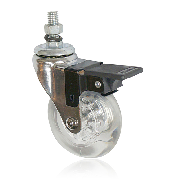 3” transparent caster with screw - brake