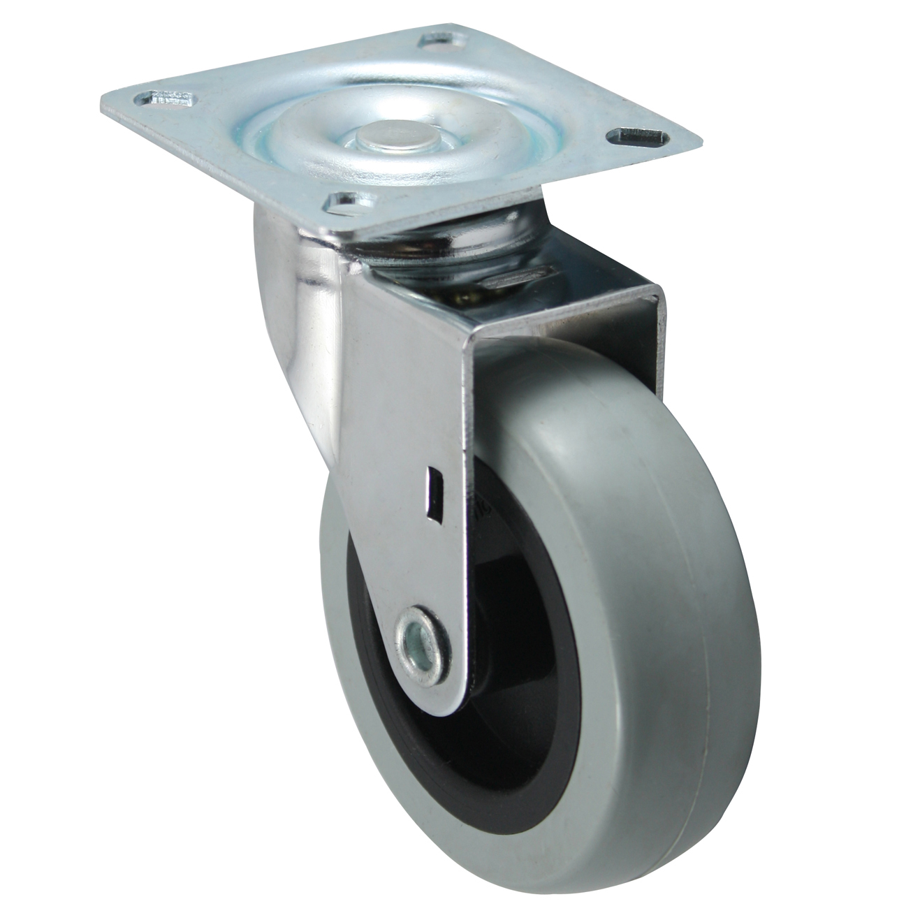 3'' grey-black caster with plate