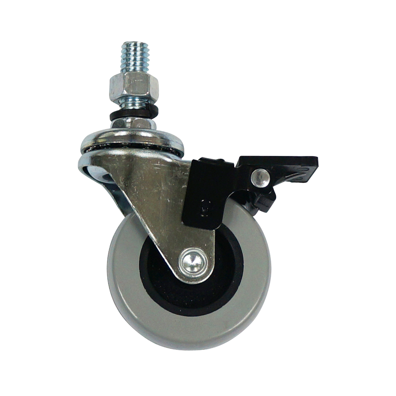 2'' grey-black caster with screw - brake
