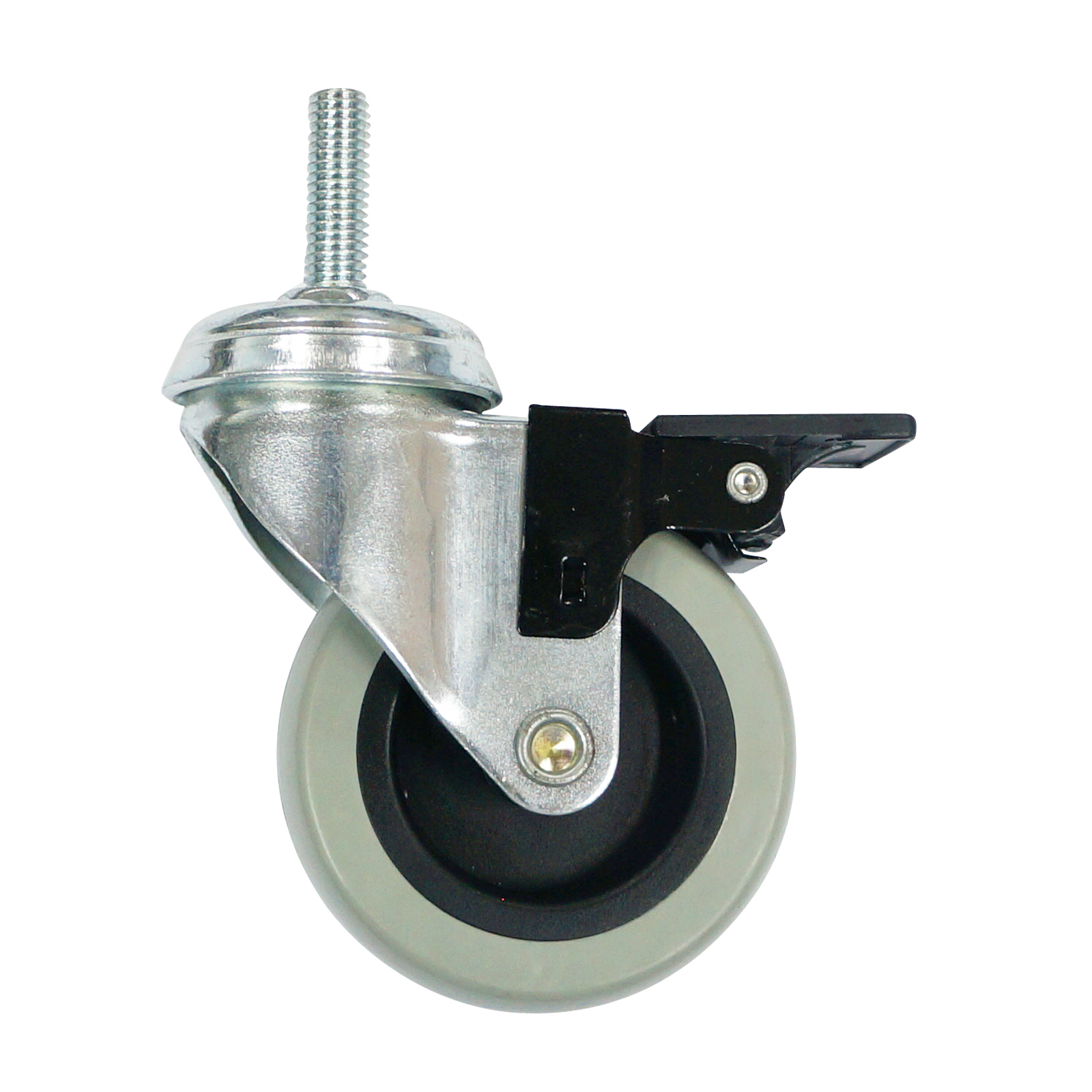 3'' grey-black caster with screw - brake