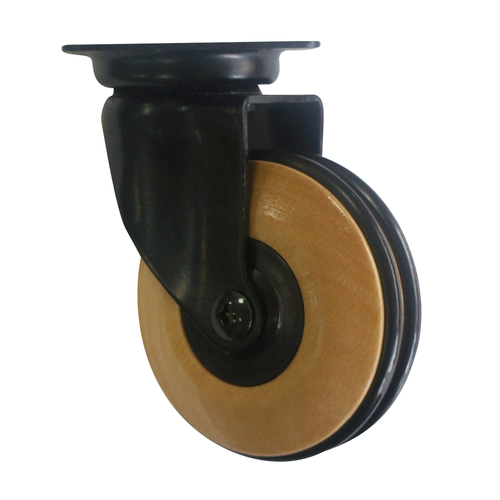 3'' wooden caster with plate