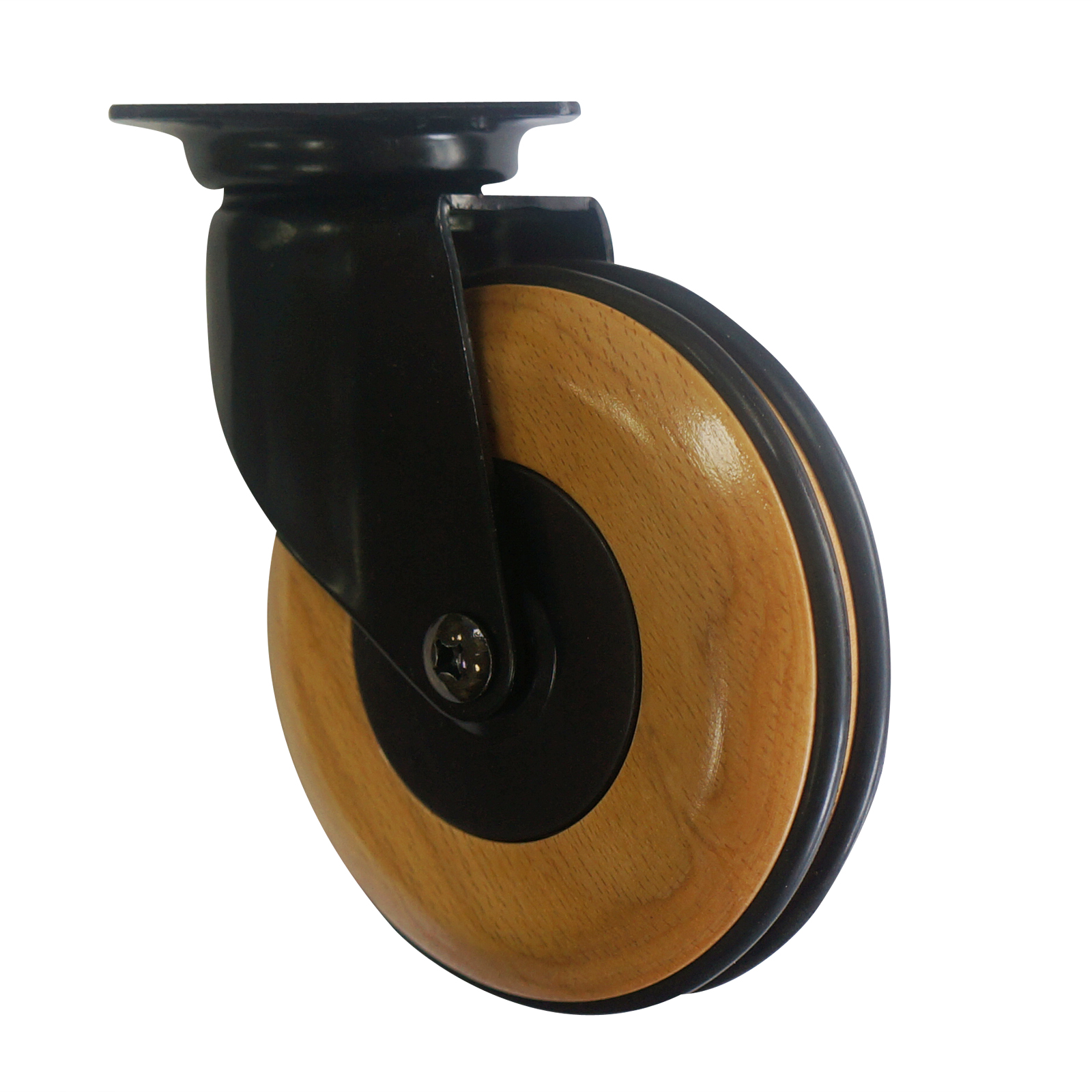 4'' wooden caster with plate