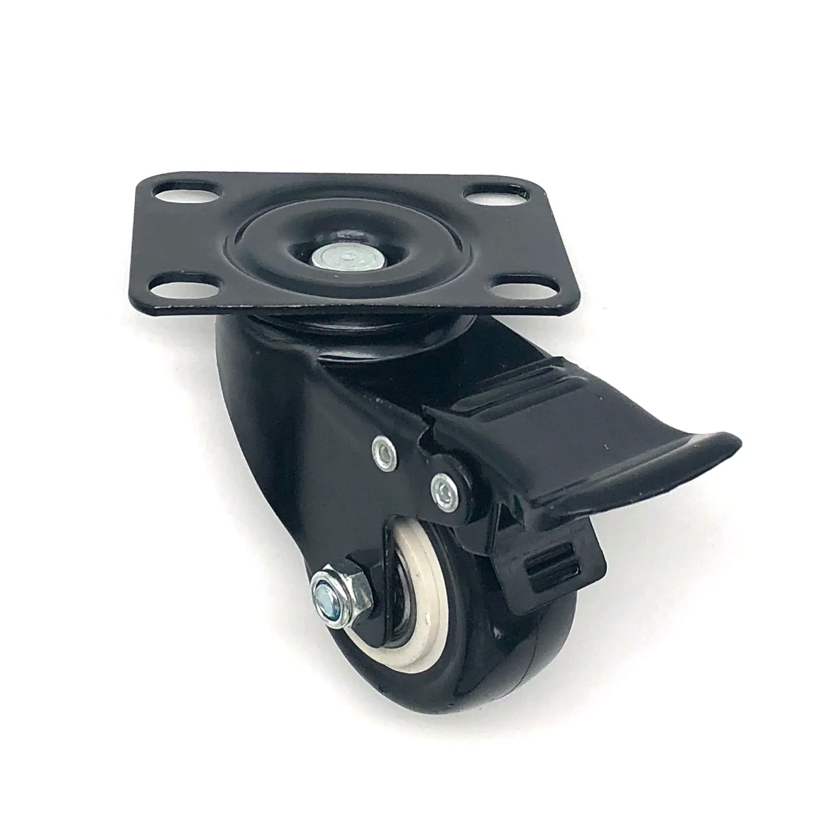 40 mm PU Wheel Swivel Caster with plate with brake