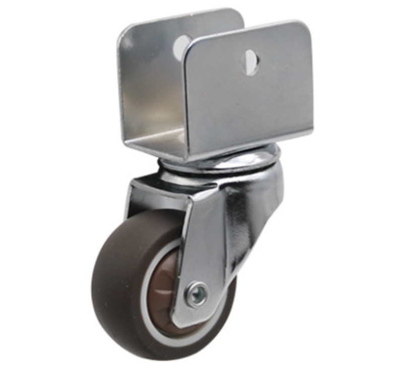 32 mm TPE Wheel Swivel Caster with U plate without brake - clamp size 16