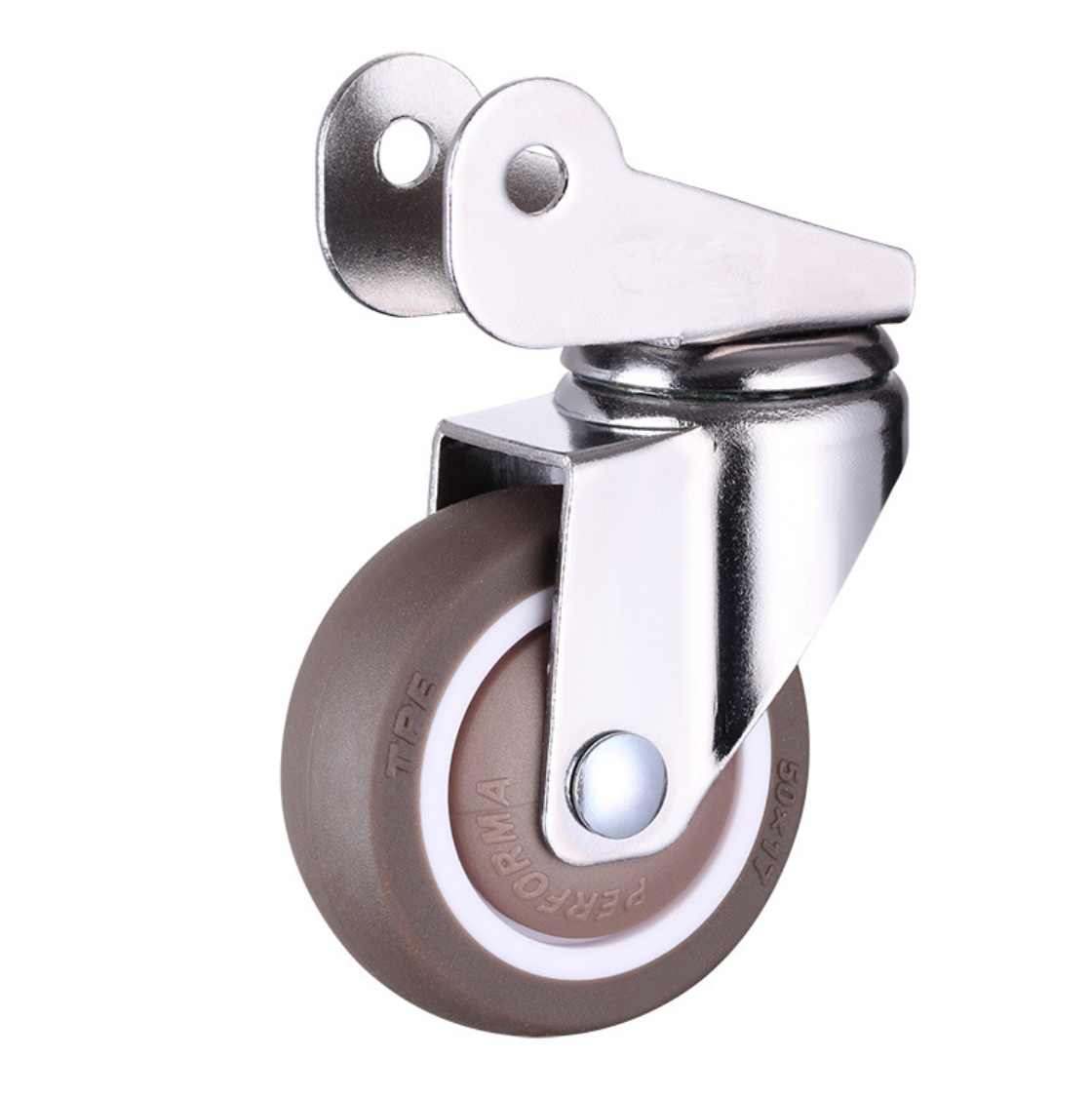38 mm TPE Wheel Swivel Caster with J plate without brake - clamp size 20