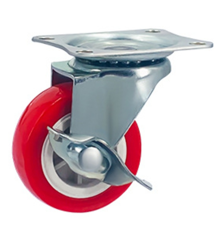 75 mm PVC Wheel Swivel Caster with plate with brake