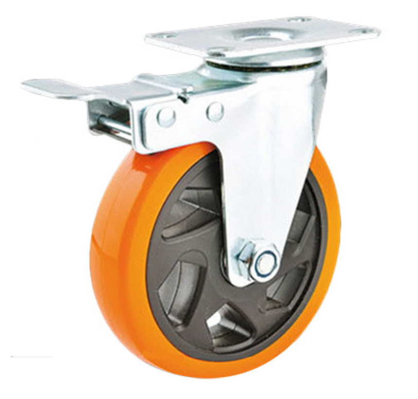 75 mm PVC Wheel Swivel Caster with plate with brake