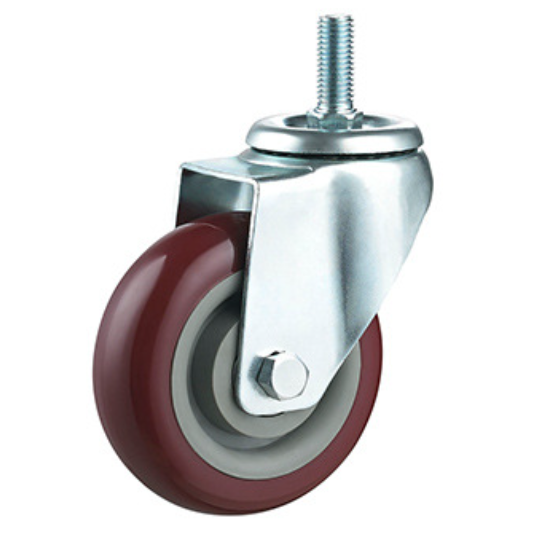 75 mm Red PVC Wheel Swivel Caster with stem without brake