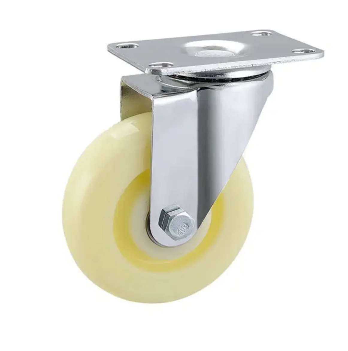 100 mm White PP Wheel Swivel Caster with plate without brake