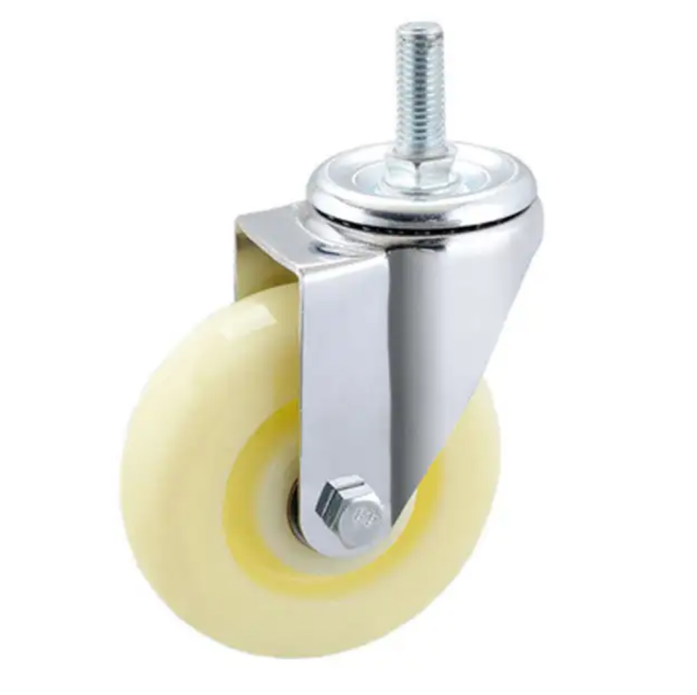 125 mm White PP Wheel Swivel Caster with stem without brake