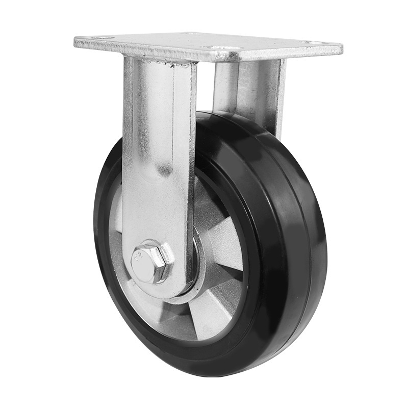 4 Inch Rubber Wheel Aluminum Core Rigid Caster