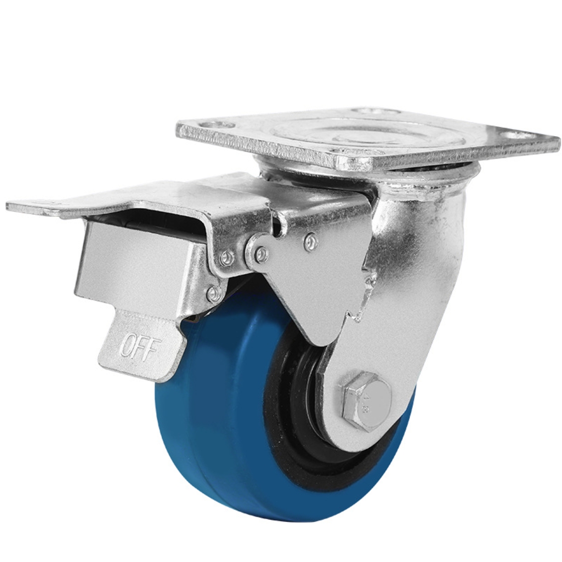 5 Inch Blue Rubber Wheel Swivel Caster with plate with brake