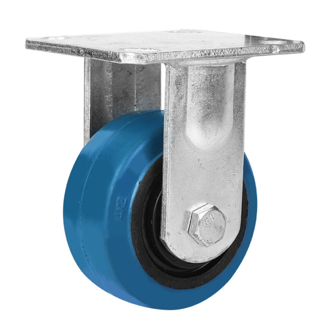 6 Inch Blue Rubber Wheel Rigid Caster