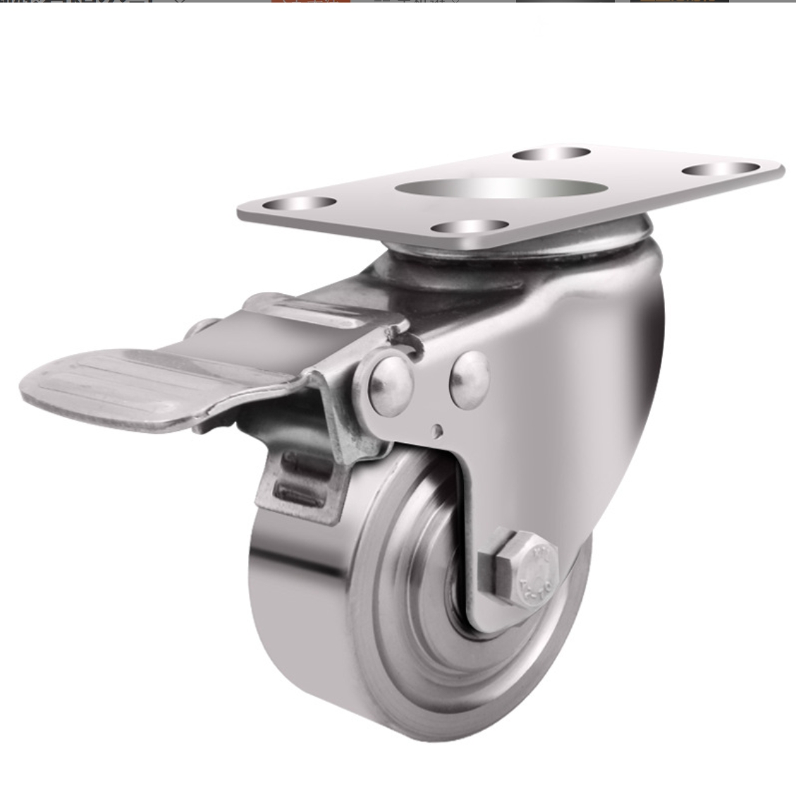 100 mm Stainless Steel Wheel Caster with plate with brake