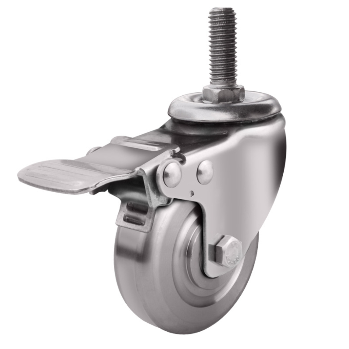 100 mm Stainless Steel Wheel Caster with stem with brake