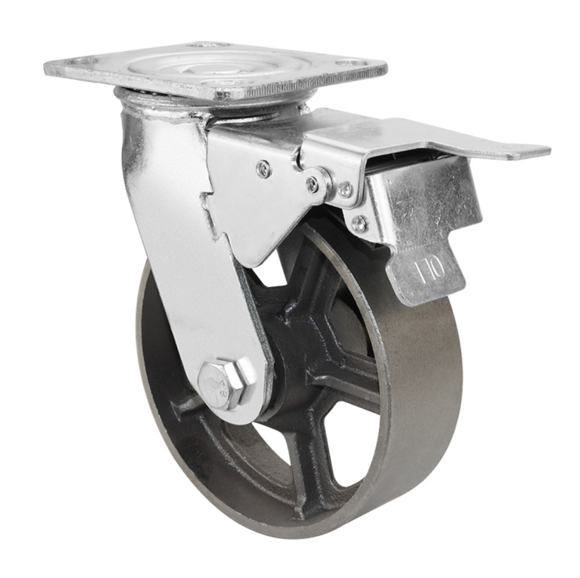 125 mm Cast Iron Heat Resistant Caster with Plate with brake