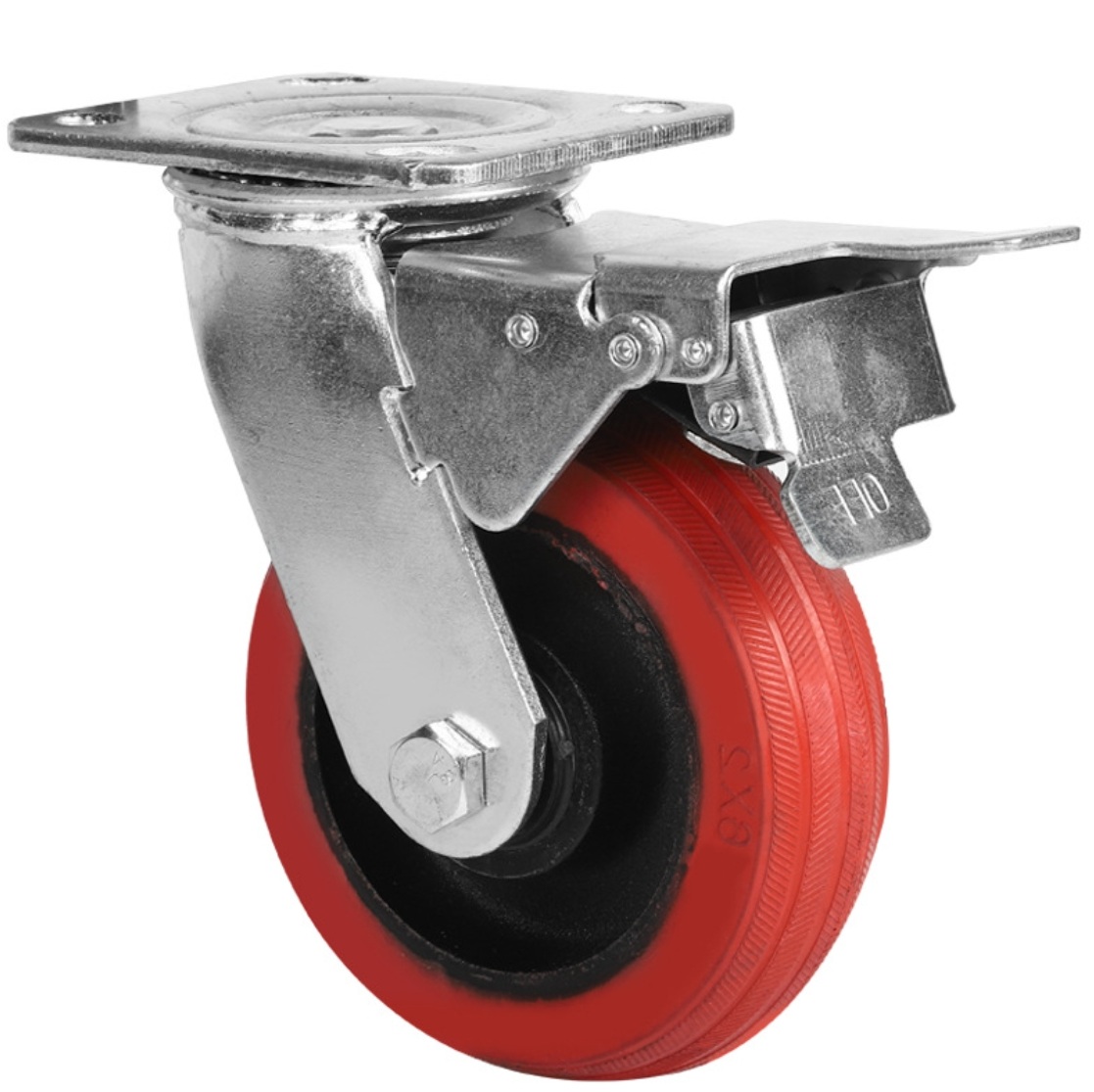 150 mm Silicone Wheel Caster with Plate with brake
