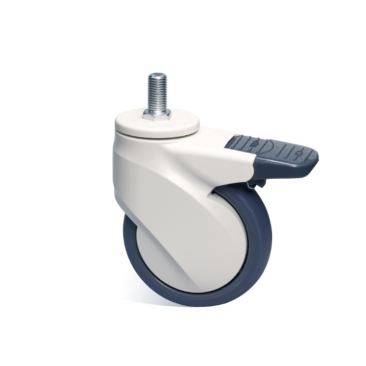 125 mm ABS Covered Medical Caster with threaded stem with brake