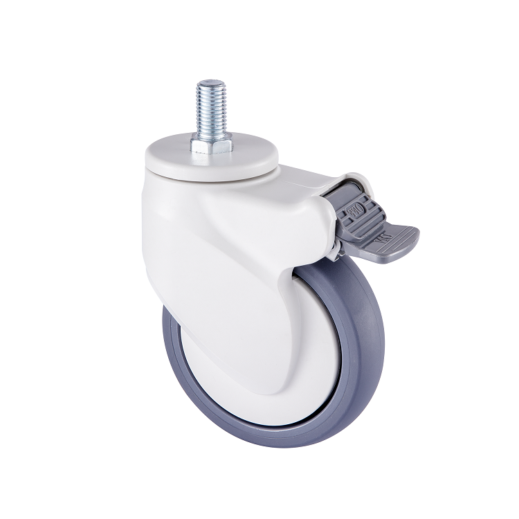 125 mm ABS Covered Medical Caster with threaded stem with brake - 80 series