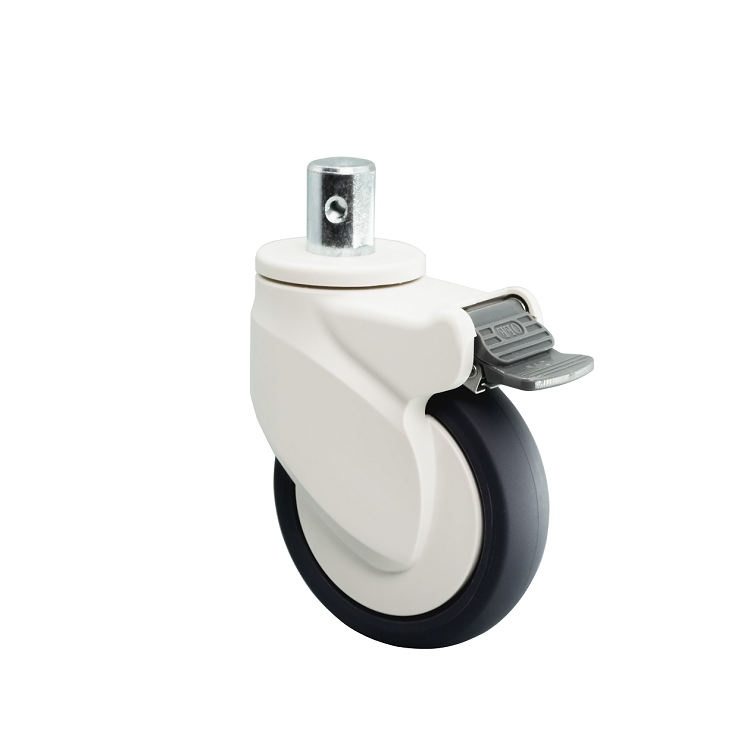 125 mm ABS Covered Medical Caster with stem rod with brake - 80 series