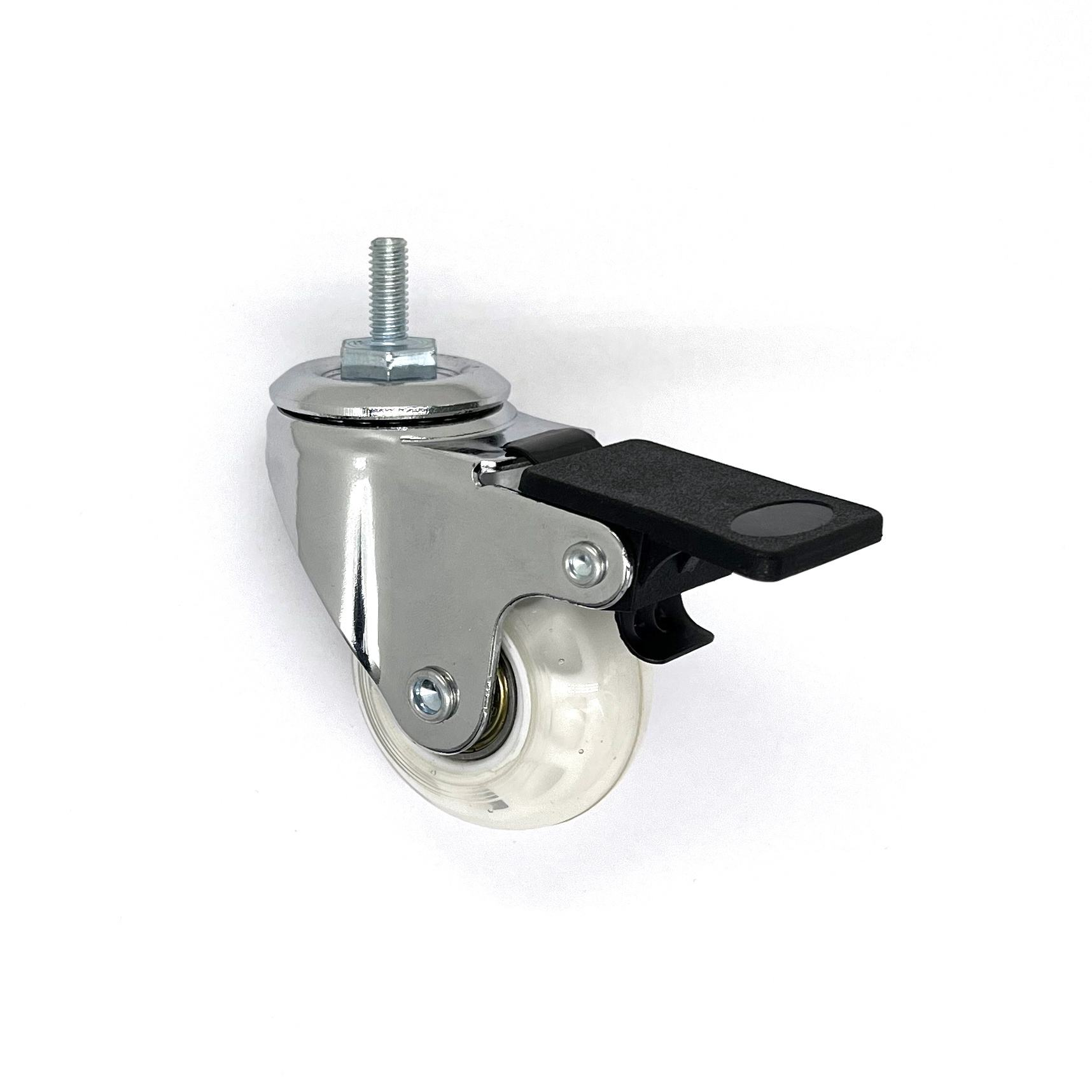 50 mm Transparent Caster with brake - white inner core
