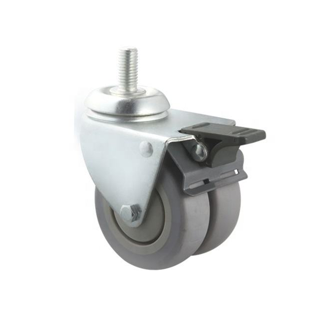 50mm Twin Wheels Caster with Stem and brake