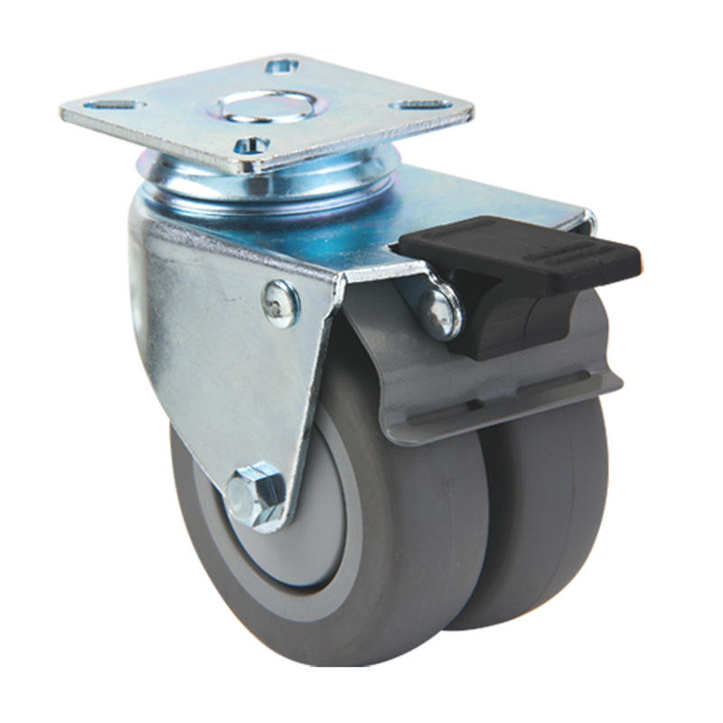75mm Twin Wheels Caster with plate and brake