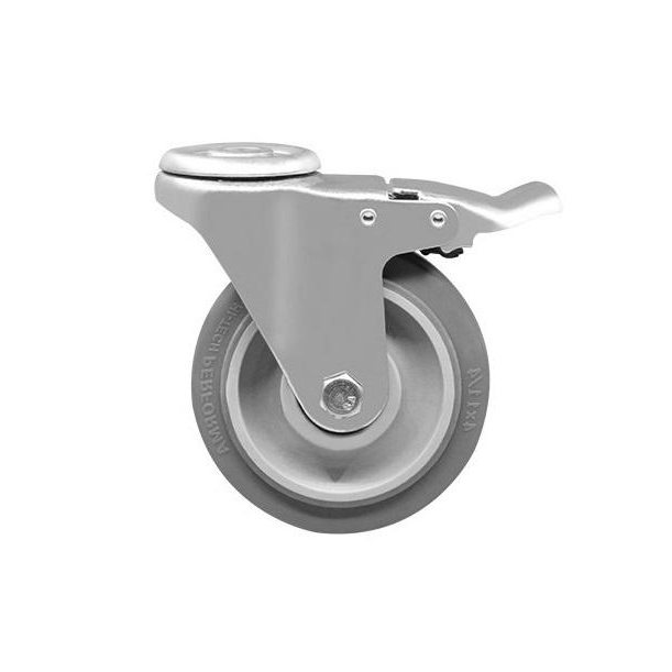125 mm Swivel Caster with Bolt Hole - TPR Wheel - brake