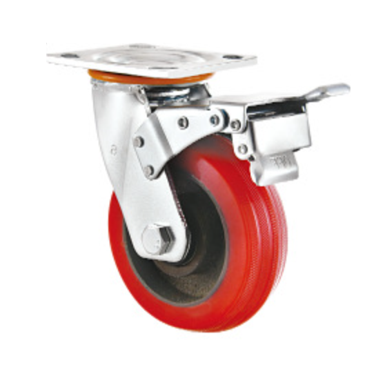 100 mm Iron Core Silicone Wheel Heat Resistant Caster with brake